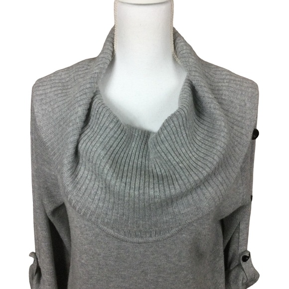 Kenneth Cole Gray Cowl Neck Tunic Sweater Size Medium - Picture 2 of 9